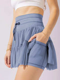 Tiered Skort with Drawstring - Trendsi - Flyclothing LLC