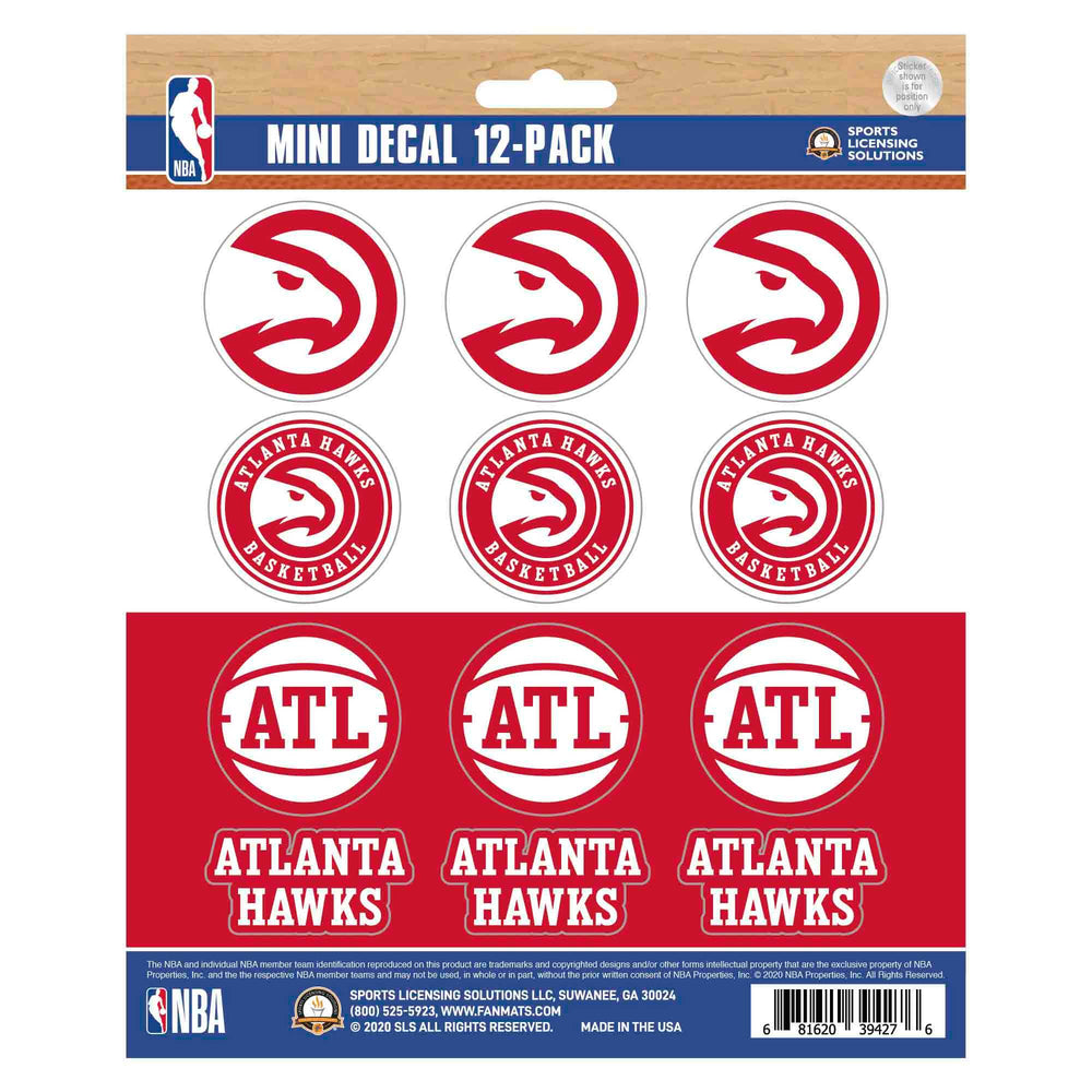 NBA - Atlanta Hawks Mini Decal 12-pk - Logo Brands - Flyclothing LLC