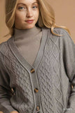 Umgee Chunky Cable Knit V-Neck Button-Up Cardigan - Trendsi - Flyclothing LLC