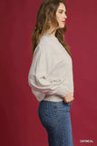 Umgee Linen Long Sleeves Elastic Hem Blouse - Trendsi - Flyclothing LLC