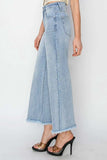RISEN High Rise Crop Wide Fray Hem Jeans - Trendsi - Flyclothing LLC