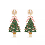 Christmas Tree Dangle Earrings with Pearl - Trendsi - Flyclothing LLC