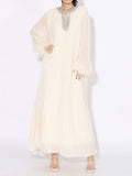 Rhinestone Long Sleeve Maxi Dress - Trendsi - Flyclothing LLC