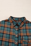 Plaid Collared Neck Long Sleeve Shirt - Trendsi - Flyclothing LLC