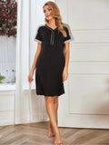 Contrast Stitching Contrast Short Sleeve Dress - Trendsi - Flyclothing LLC