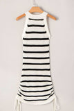 Contrast Striped Drawstring Detail Sleeveless Sweater Dress - Trendsi - Flyclothing LLC