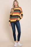 BOMBOM Multi-Color Striped Knit Top - Trendsi - Flyclothing LLC
