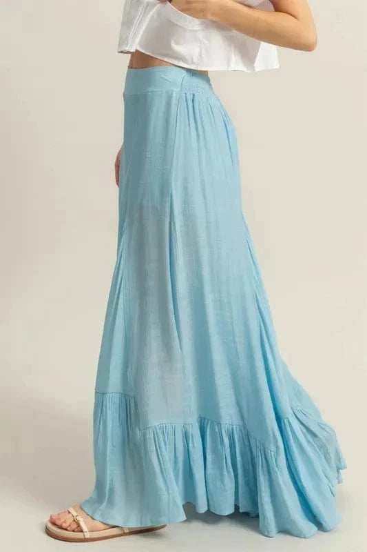 HYFVE High-Waist Ruffle Flared Wide Leg Pants - Trendsi - Flyclothing LLC