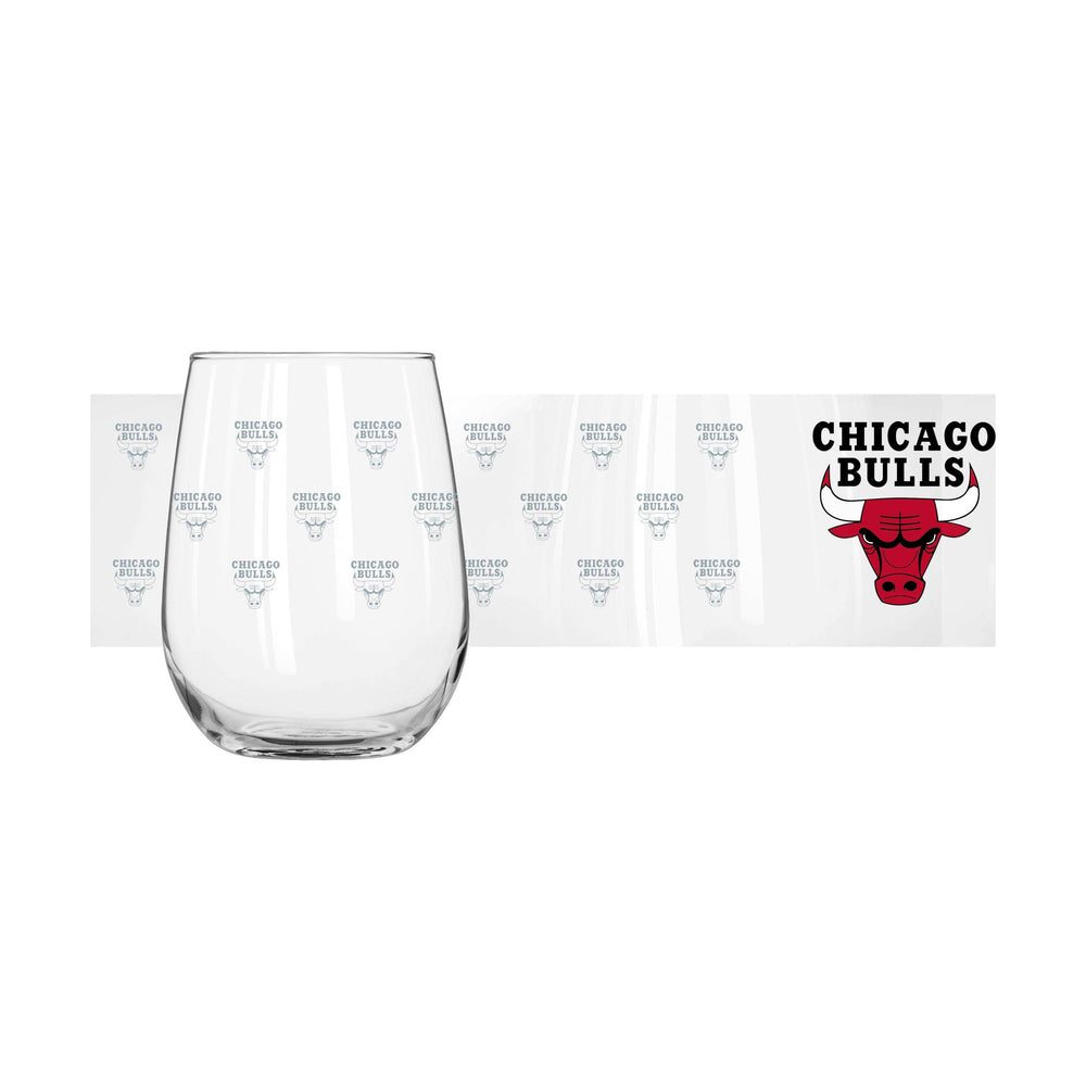 Chicago Bulls 16oz Satin Etch Curved Beverage Glass - Logo Brands - Flyclothing LLC