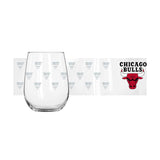Chicago Bulls 16oz Satin Etch Curved Beverage Glass - Logo Brands - Flyclothing LLC