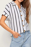 Striped Button Up Short Sleeve Shirt - Trendsi - Flyclothing LLC