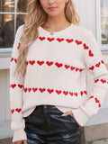 Heart Round Neck Long Sleeve Sweater - Trendsi - Flyclothing LLC