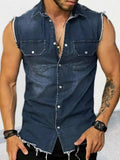 Men's Snap Down Sleeveless Denim Shirt - Trendsi - Flyclothing LLC