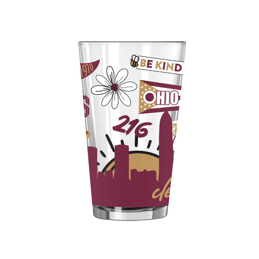 Cleveland Cavaliers 16oz Native Pint Glass - Logo Brands - Flyclothing LLC