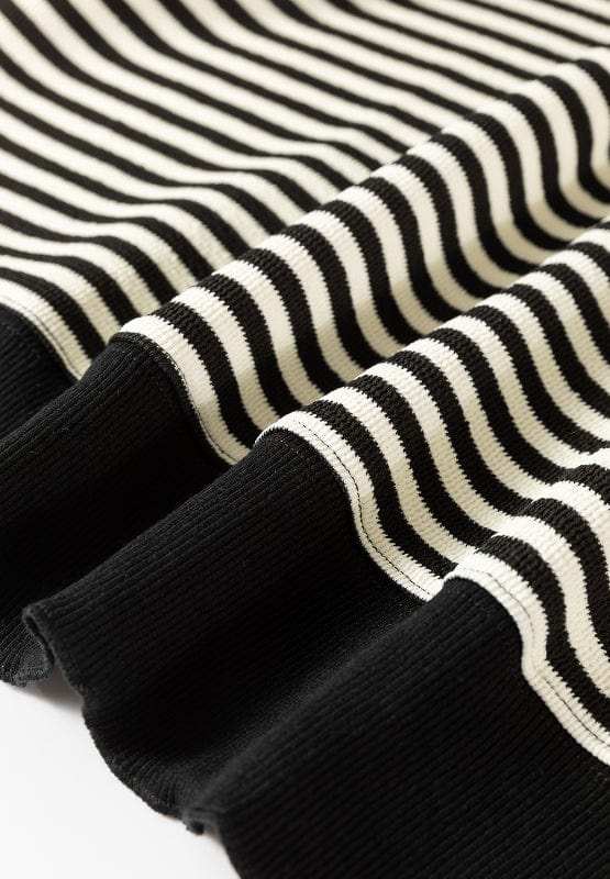 Striped Round Neck Long Sleeve Sweatshirt - Trendsi - Flyclothing LLC