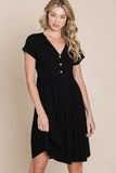 BOMBOM V-Neck Short Sleeve Dress - Trendsi - Flyclothing LLC