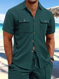 Men's Full Size Button Down Short Sleeve Shirt Plus Size - Trendsi - Flyclothing LLC