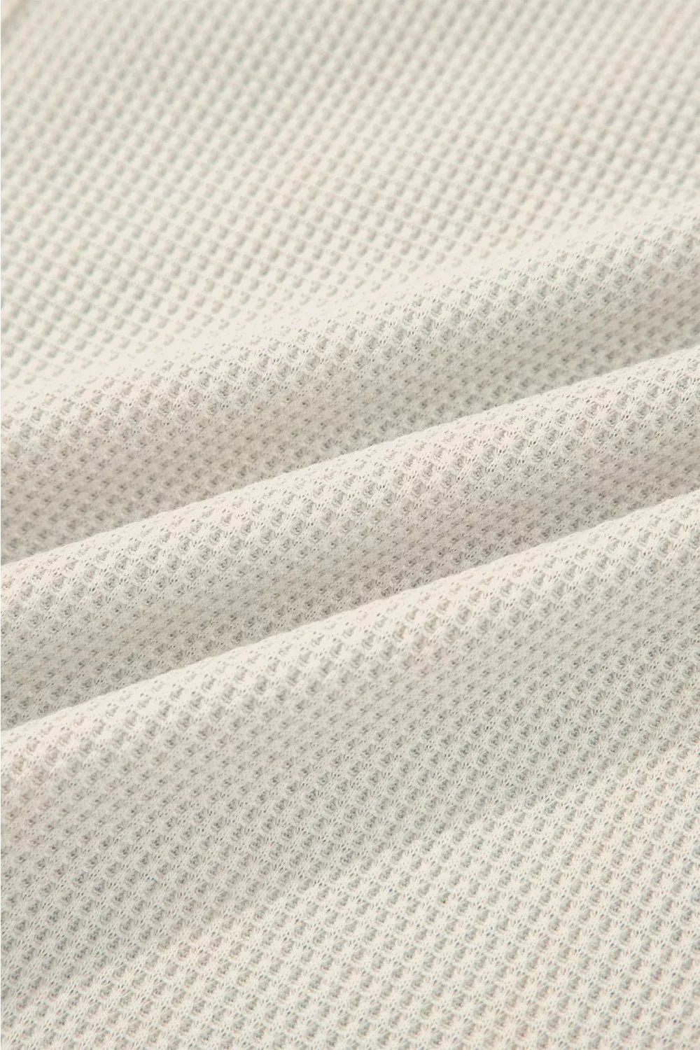 Waffle Knit Plaid Patchwork Long Sleeve Blouse - Trendsi - Flyclothing LLC