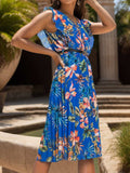 Ruffled Printed Surplice Cap Sleeve Dress - Trendsi - Flyclothing LLC