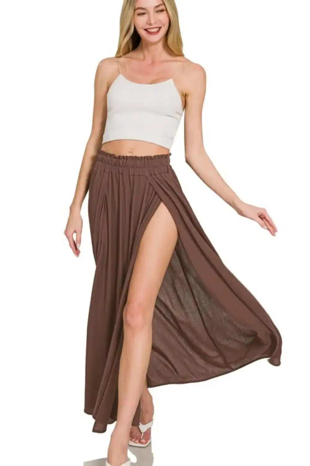 Zenana Woven Crinkle Gauze Long Skirts - Trendsi - Flyclothing LLC