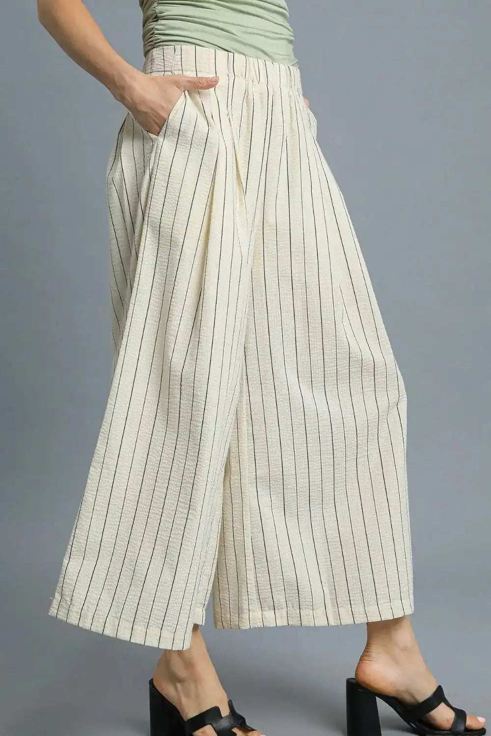 Umgee High-Waisted Wide Leg Striped Pants - Trendsi - Flyclothing LLC