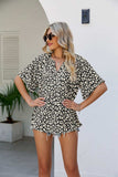 Leopard Notched Half Sleeve Blouse - Trendsi - Flyclothing LLC