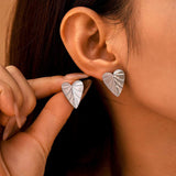 Stainless Steel Heart Leaf Stud Earring - Trendsi - Flyclothing LLC
