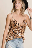 BiBi Leopard Printed Gauze Knit Twist Front Detailed Cami - Trendsi - Flyclothing LLC
