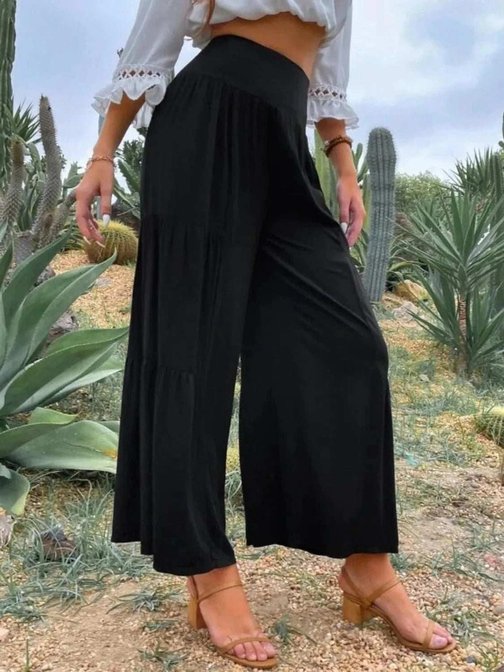 High Waist Wide Leg Pants - Trendsi - Flyclothing LLC