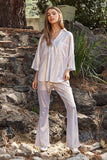 Davi & Dani Solid Sparkling Shimmer Pocket Button Front Shirt - Trendsi - Flyclothing LLC