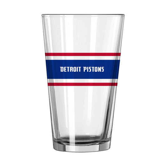 Detroit Pistons 16oz Stripe Pint Glass - Logo Brands - Flyclothing LLC