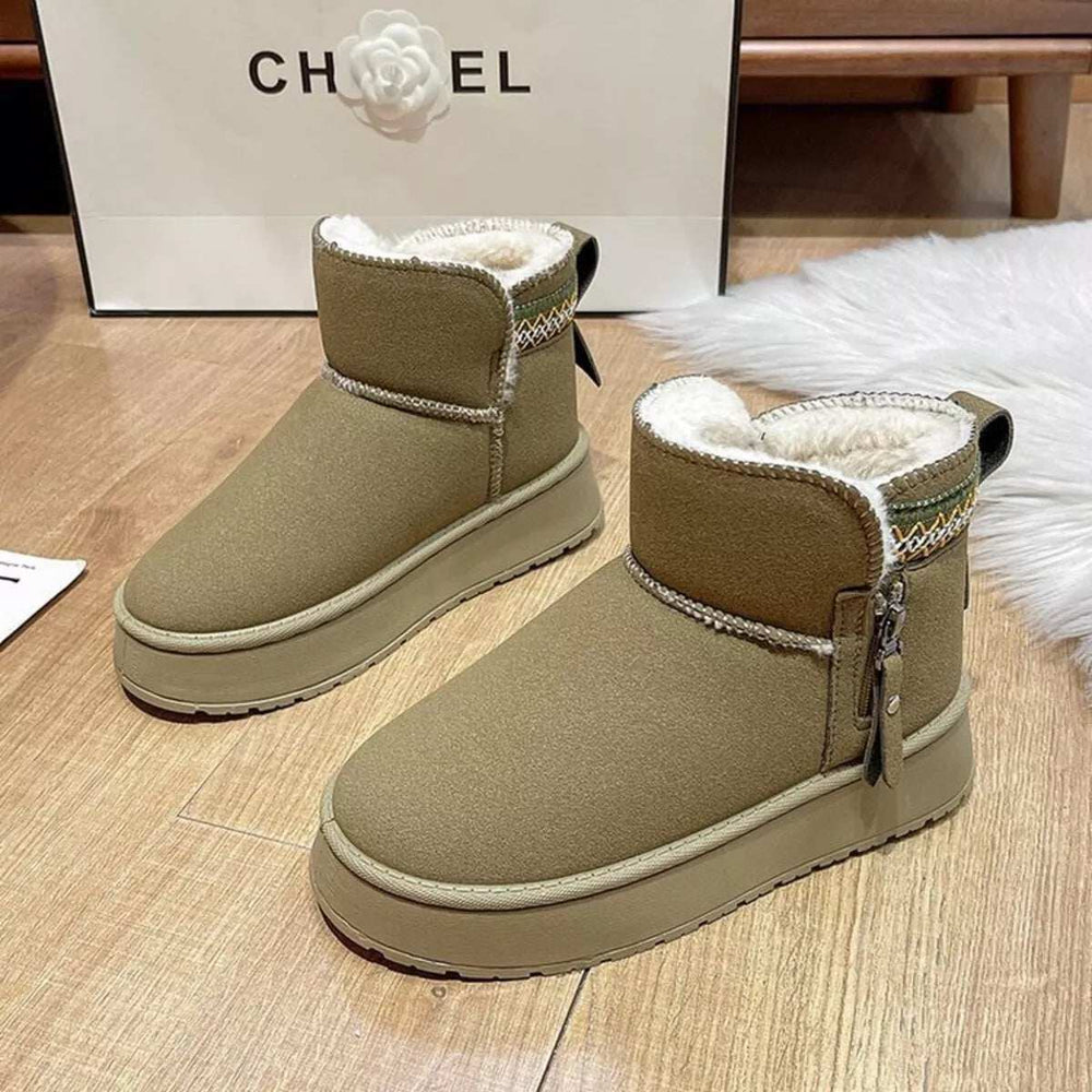 Round Toe Platform Boots - Trendsi - Flyclothing LLC