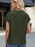 Exposed Seam Round Neck Short Sleeve Sweater - Trendsi - Flyclothing LLC