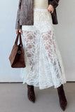 Sheer Floral Lace Flowy Maxi Skirt - Trendsi - Flyclothing LLC