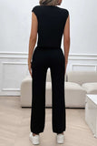 Ribbed Round Neck Top and Pants Set - Trendsi - Flyclothing LLC