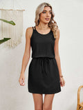 Eyelet Scoop Neck Sleeveless Dress - Trendsi - Flyclothing LLC