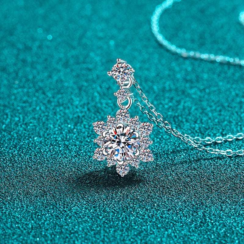 1 Carat Moissanite Zircon 925 Sterling Silver Necklace - Trendsi - Flyclothing LLC