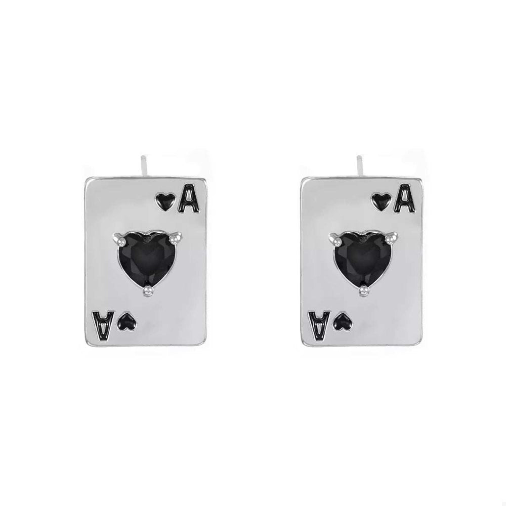 Poker Card Ace of Hearts Stud Earrings - Trendsi - Flyclothing LLC