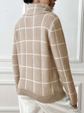 Heart Plaid Turtleneck Long Sleeve Sweater - Trendsi - Flyclothing LLC