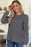 Textured Round Neck Long Sleeve Sweatshirt - Trendsi - Flyclothing LLC
