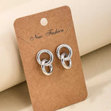Interlocked Chain Link Stud Earrings - Trendsi - Flyclothing LLC
