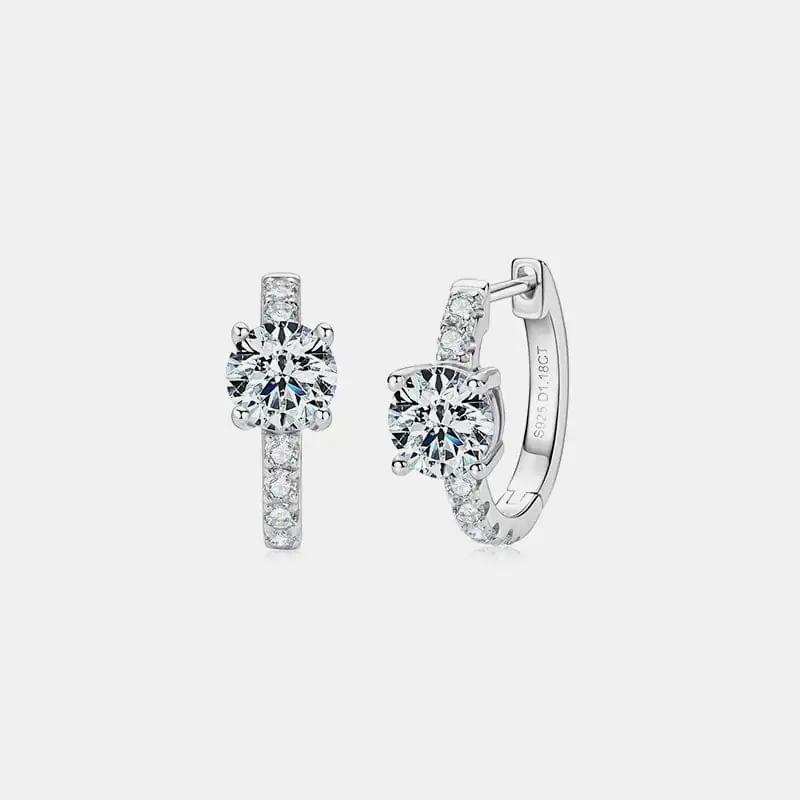 2.36 Carat Moissanite Zircon 925 Sterling Silver Hoop Earrings - Trendsi - Flyclothing LLC