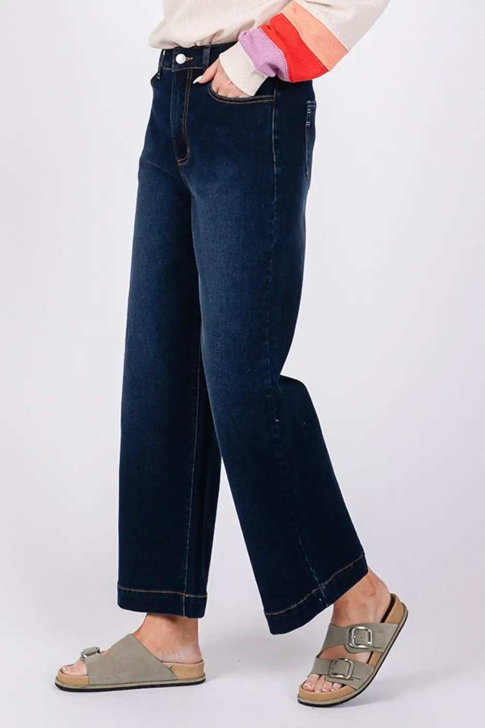 SAGE + FIG High Waist Wide Leg Jeans - Trendsi - Flyclothing LLC