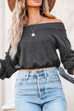 Off-Shoulder Long Sleeve Top - Trendsi - Flyclothing LLC