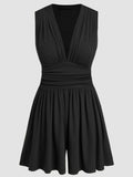 Ruched Plunge Sleeveless Romper - Trendsi - Flyclothing LLC