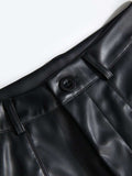 PU Leather High Rise Shorts - Trendsi - Flyclothing LLC