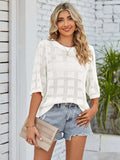 Openwork Round Neck Knit Top - Trendsi - Flyclothing LLC