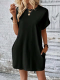Round Neck Short Sleeve Mini Dress - Trendsi - Flyclothing LLC