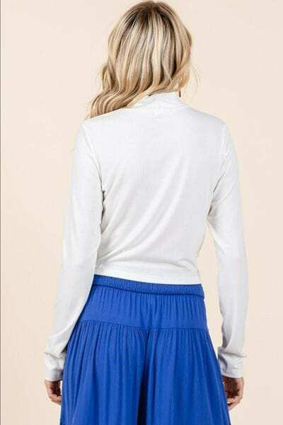 Mittoshop Mock Neck Rib Knit Long Sleeve Crop Top - Trendsi - Flyclothing LLC