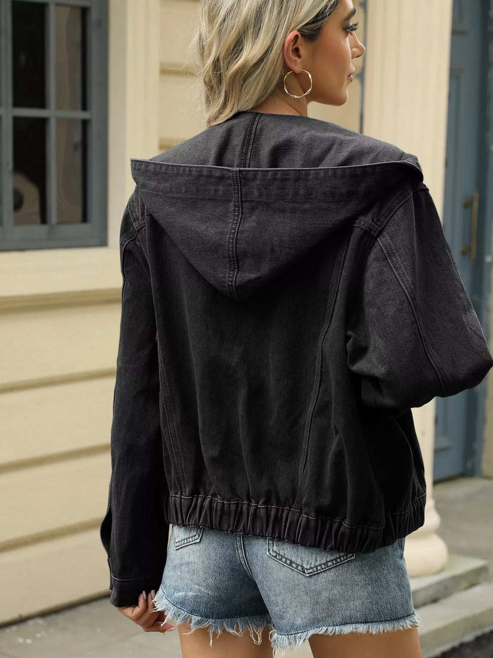 Washed Button Up Hooded Denim Jacket - Trendsi - Flyclothing LLC